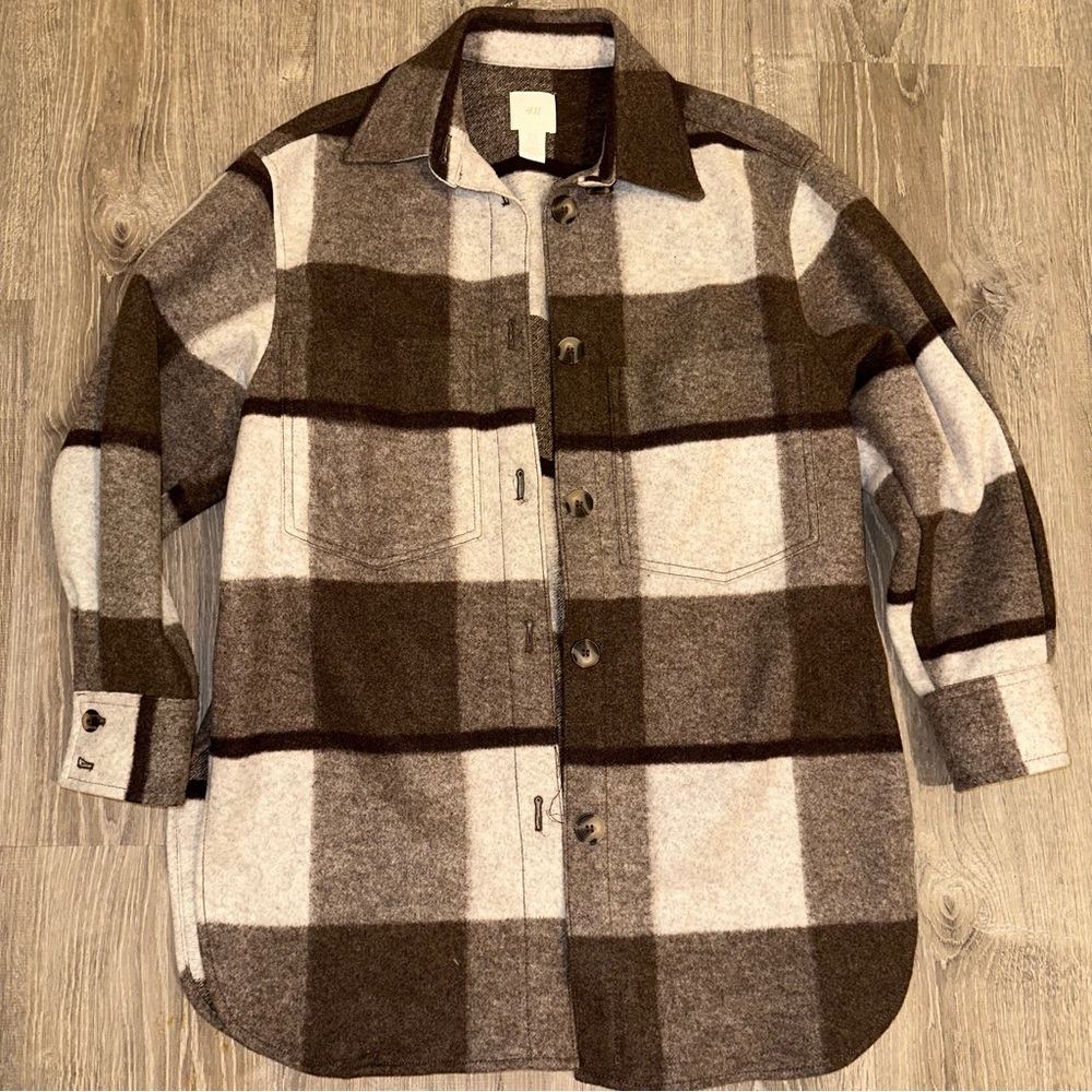 H&M Gray and Brown Wool-Blend Jacket
